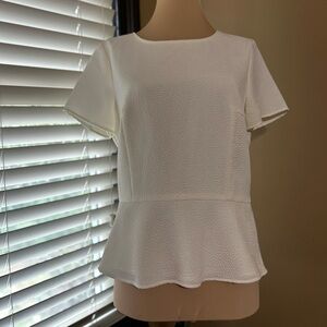 Talbots Textured White Peplum Blouse